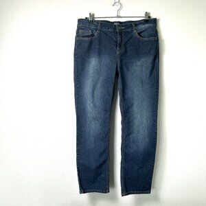 Beau Dawson Jeans Womens Petite 14 14P Blue Straight Leg Stretch Embroidered